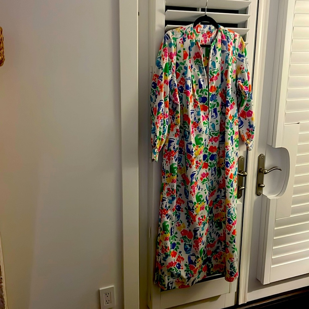 Vintage made in USA zip up beach cover up or lounge dress size M-L
